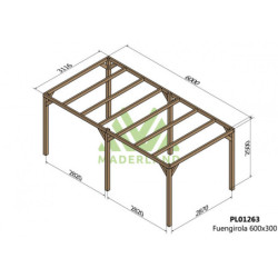 Pergola autoportante 600x300cm - lamellé-collé - Fuengirola - Maderland