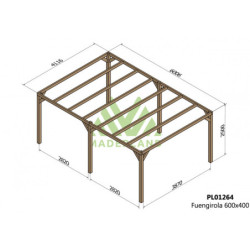 Pergola autoportante 600x400cm - lamellé-collé - Fuengirola - Maderland