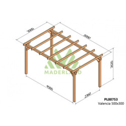 Pergola autoportante 500x300cm - lamellé-collé - Valencia - Maderland