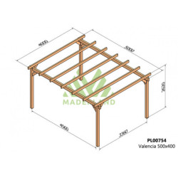 Pergola autoportante 500x400cm - lamellé-collé - Valencia - Maderland