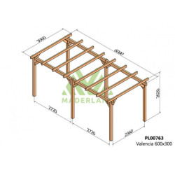 Pergola autoportante 600x300cm - lamellé-collé - Valencia - Maderland