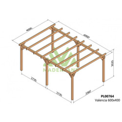 Pergola autoportante 600x400cm - lamellé-collé - Valencia - Maderland