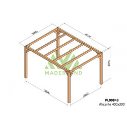 Pergola autoportante 400x300cm - lamellé-collé - Alicante - Maderland