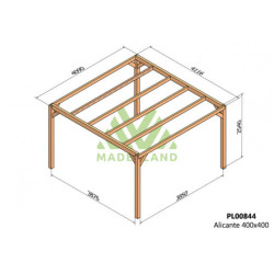 Pergola autoportante 400x400cm - lamellé-collé - Alicante - Maderland