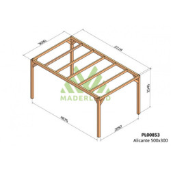 Pergola autoportante 500x300cm - lamellé-collé - Alicante - Maderland