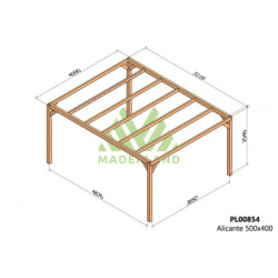 Pergola autoportante 500x400cm - lamellé-collé - Alicante - Maderland