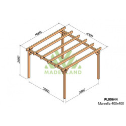 Pergola autoportante 400x400cm - lamellé-collé - Marsella - Maderland