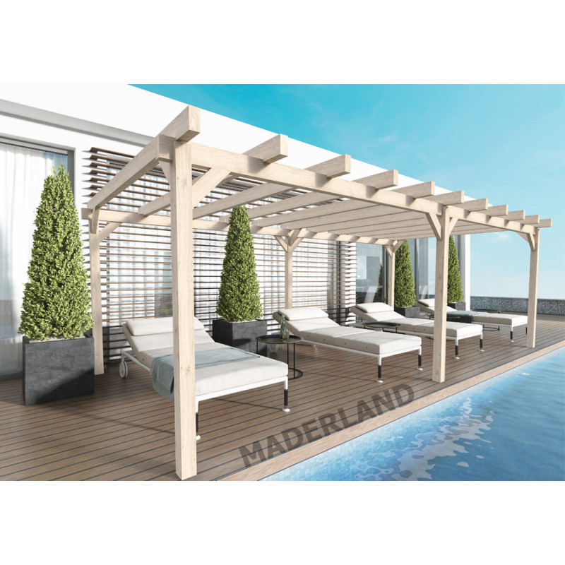 Pergola autoportante 500x500cm - lamellé-collé - Marsella - Maderland