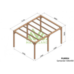 Pergola autoportante 500x400cm - lamellé-collé - Santander - Maderland