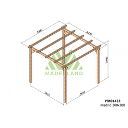 Pergola autoportante 300x300cm - traité autoclave - Madrid - Maderland