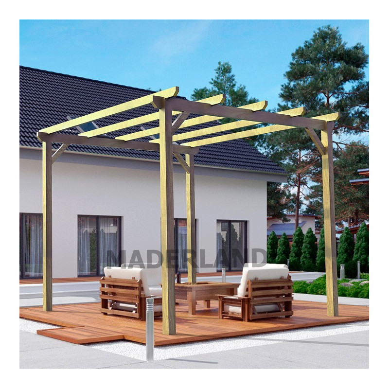 Pergola autoportante 420x420cm - traité autoclave - Madrid - Maderland