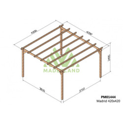 Pergola autoportante 420x420cm - traité autoclave - Madrid - Maderland