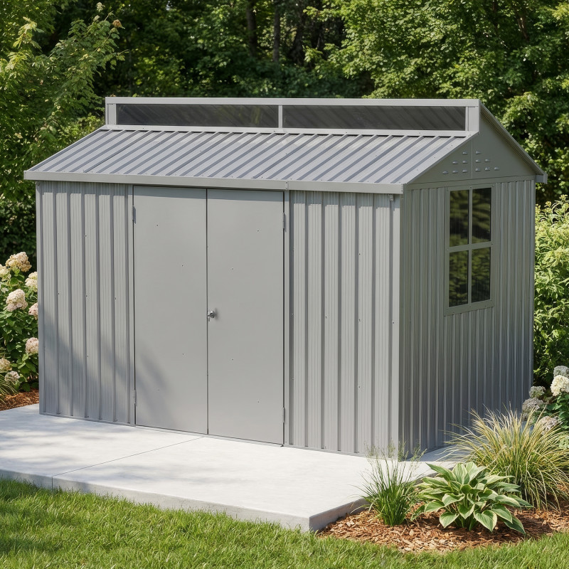 Abri en alu gris avec puits de lumière 4,33m² DURAMAX