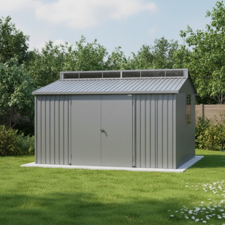 Abri en alu gris avec puits de lumière 7,27m² DURAMAX