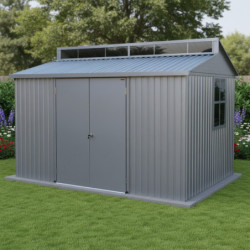 Abri en alu gris avec puits de lumière 7,27m² DURAMAX