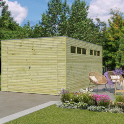 Garage Qube 15,3m² en bois traité autoclave 27mm Gardenas