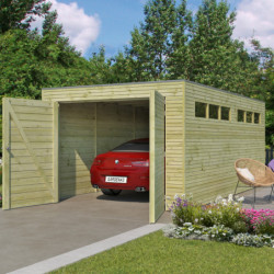 Garage Qube 15,3m² en bois traité autoclave 27mm Gardenas