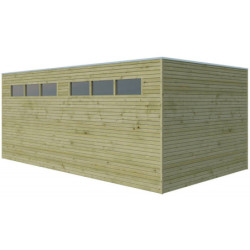 Garage Qube 15,3m² en bois traité autoclave 27mm Gardenas