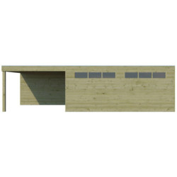 Garage Qube 15,3m² en bois traité 27mm + extension 300cm Gardenas