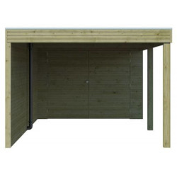 Garage Qube 15,3m² en bois traité 27mm + extension 600cm Gardenas