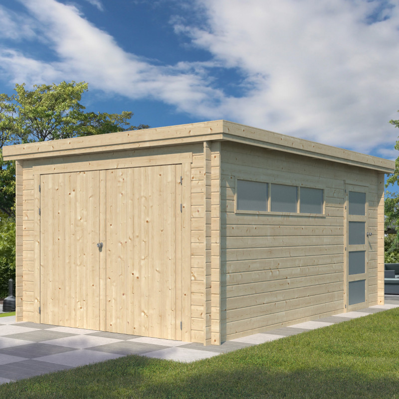Garage Oregon 16,41m² bois avec emboitement 3D - Gardenas