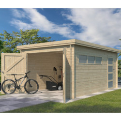 Garage Oregon 16,41m² bois avec emboitement 3D - Gardenas