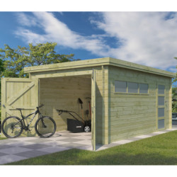 Garage Oregon 16,41m² en bois traité avec emboitement 3D Gardenas
