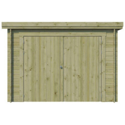 Garage Oregon 16,41m² en bois traité avec emboitement 3D Gardenas