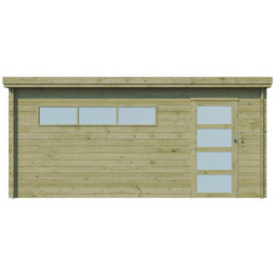 Garage Oregon 16,41m² en bois traité avec emboitement 3D Gardenas
