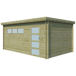 Garage Oregon 16,41m² en bois traité avec emboitement 3D Gardenas