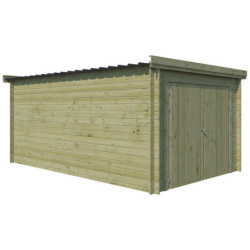 Garage Oregon 16,41m² en bois traité avec emboitement 3D Gardenas