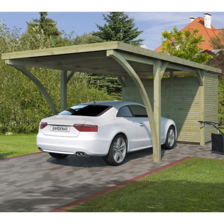 Carport Firenze 20,80m² en bois traité autoclave+annexe Gardenas