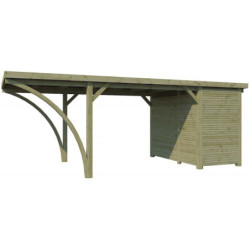 Carport Firenze 20,80m² en bois traité autoclave+annexe Gardenas