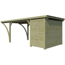 Carport Firenze 20,80m² en bois traité autoclave+annexe Gardenas