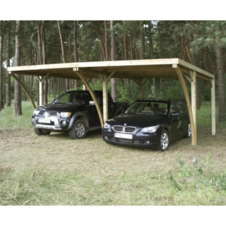 Carport double Capri 30,32m² en bois traité autoclave – Gardenas