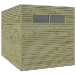Abri Qube 6,3m² en bois traité 27mm avec porte + fenêtre Gardenas