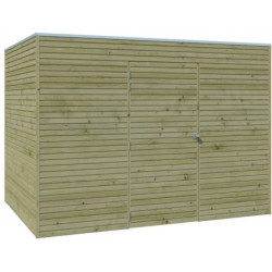 Abri Qube 6,3m² en bois traité 27mm avec porte + fenêtre Gardenas