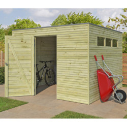 Abri Qube 9m² en bois traité 27mm avec porte simple + fenêtre Gardenas