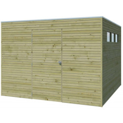 Abri Qube 9m² en bois traité 27mm avec porte simple + fenêtre Gardenas