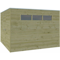 Abri Qube 9m² en bois traité 27mm avec porte simple + fenêtre Gardenas