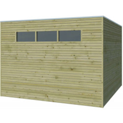 Abri Qube 9m² en bois traité 27mm avec porte simple + fenêtre Gardenas