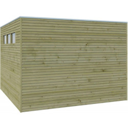Abri Qube 9m² en bois traité 27mm avec porte simple + fenêtre Gardenas