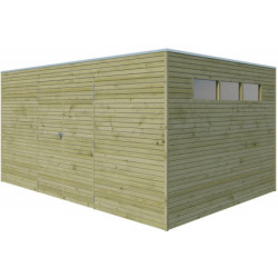 Abri Qube 12,6m² en bois traite 27mm avec porte+fenêtre Gardenas