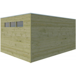 Abri Qube 12,6m² en bois traite 27mm avec porte+fenêtre Gardenas