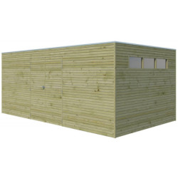 Abri de Jardin Qube 15,3m² Bois Autoclave 27mm + Porte Double - Gardenas