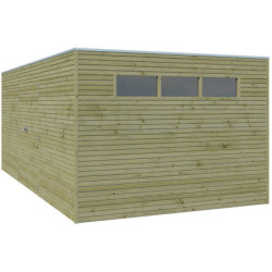 Abri de Jardin Qube 15,3m² Bois Autoclave 27mm + Porte Double - Gardenas