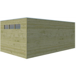 Abri de Jardin Qube 15,3m² Bois Autoclave 27mm + Porte Double - Gardenas