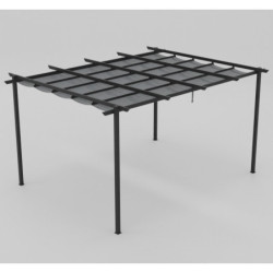 Pergola 9m² Libros alu anthracite et toile d'ombrage gris - Essency