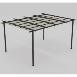 Pergola 9m² Libros alu anthracite et toile beige - Essency