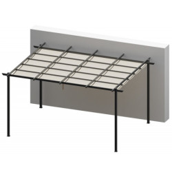 Pergola 12m² Libros alu anthracite et toile d'ombrage gris - Essency